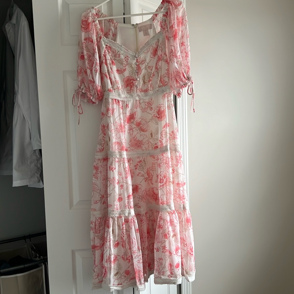 Rachel Parcell Puff Sleeve Tiered Chiffon Midi Dress - Picture 2 of 5